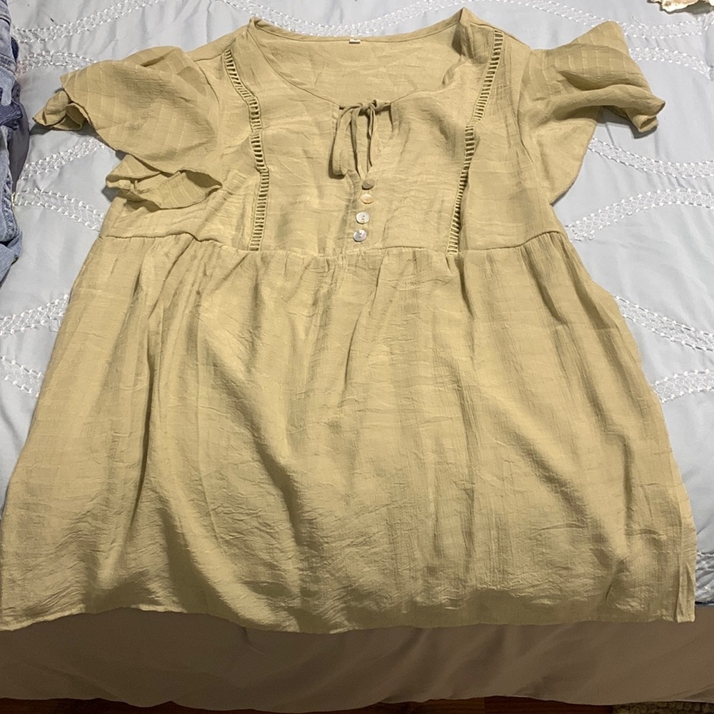 Cute flutter sleeve sage green top